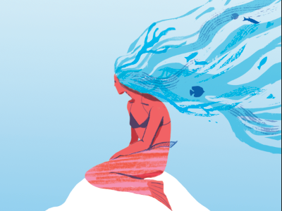 mermaid digital illustration gradient coral waves sea ocean underwater fish texture mermaid