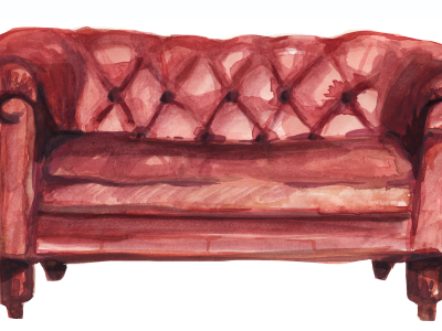 Red Couch couch fabric furniture illustration red watercolor