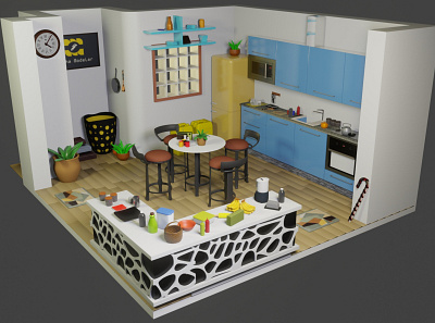 Kitchen in Blender blender blender 3d blender3dart blendercycles environment design illustration model modeling modelisation modelling rendered