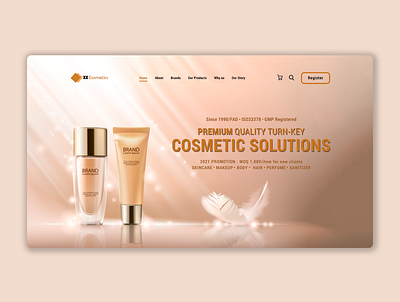 Cosmetic Company landing page concept 3d branding clear concept company website creative graphic design logo product design template website design