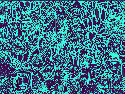 Mischievousness blue collage illustration underground