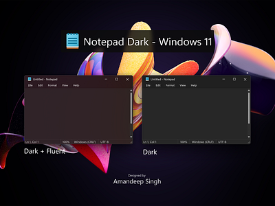 Microsoft Notepad - Dark UI app design graphic design minimal ui vector
