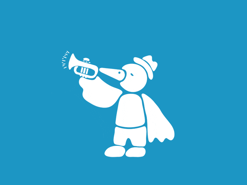 Trumpet Baby animation bird color blocking music trumpet