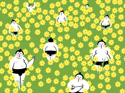 🌻SUMOFLOWERS🌻 design doodle flowers funny illo illustration lol procreate sketch sumo sumowrestler sunflowers