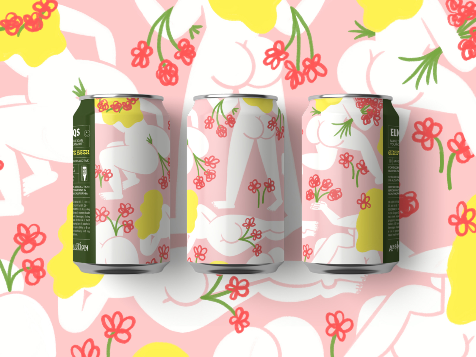 Booty Juice™ beer beer can beer label butts design doodle flowers funny illo illustration lol procreate sketch