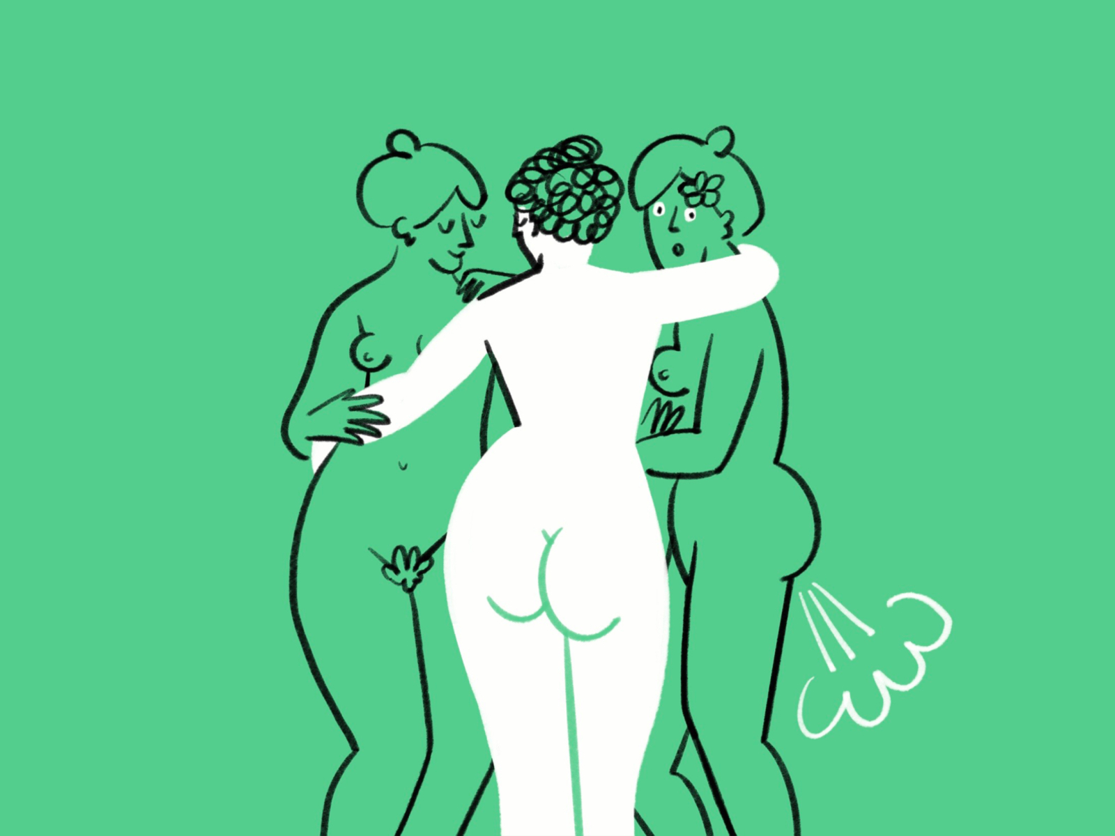 She is beauty, she is grace, she has a booty with loud bass  butt butts classical art design doodle fart funny illo illustration lol painting procreate regnault sketch three graces women