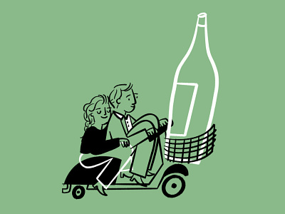 Ciaaaaaaooo 🍷🍾🛵 couple design doodle funny illo illustration lol love procreate scooter sketch vespa wine wine bottle
