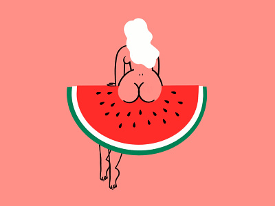 Fruitti Booty 🍉🍑😂 booty butt design doodle funny illo illustration lol procreate sketch watermelon woman
