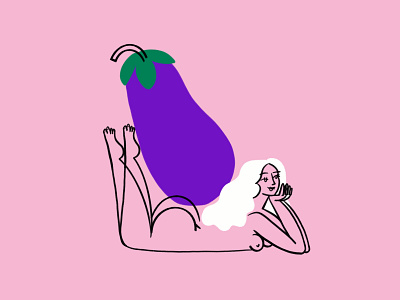 Leggo my egg-plant-o 🍆🍑 butt design doodle eggplant funny illo illustration lol procreate sketch vegetable women
