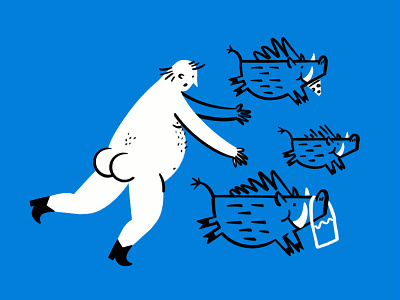 Potbelly chasin' potbellies 😎🐗🍑 berlin boar butt design doodle funny illo illustration lol nudist sketch thief