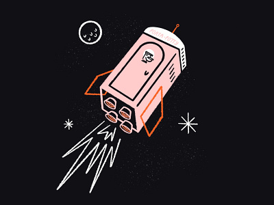 Moon Rocket ✨🚽🚀✨ design doodle funny illo illustration lol loo portajohn portapotty procreate rocket rocketship shaketember sketch space space race toilet