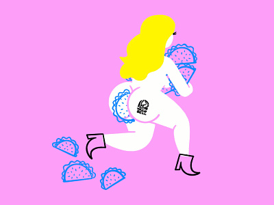 Taco Bell Run 🌮🏃🏼‍♀️💩 butt design doodle funny illo illustration lol run sketch taco taco bell woman