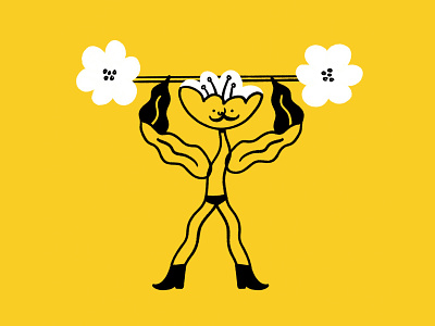 Body-build me up Buttercup 💪🌼 barbell bodybuilder buttercup design doodle flower funny illo illustration lol plant procreate sketch