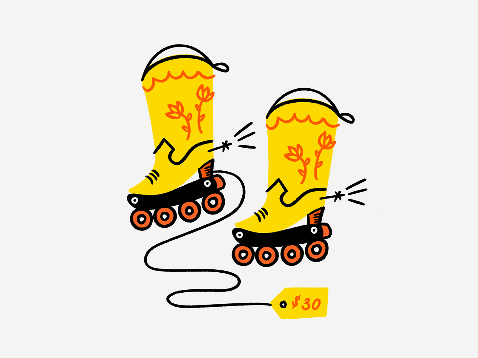 These boots were made for bladin’ 🛼🏄🏼♀️🤙 blades cowboy cowboy boots design doodle funny illo illustration lol meme procreate rollerblades sketch