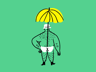 Sun's out, buns out 🍑🌞⛱ butt design doodle funny illo illustration lol man meme sketch umbrella