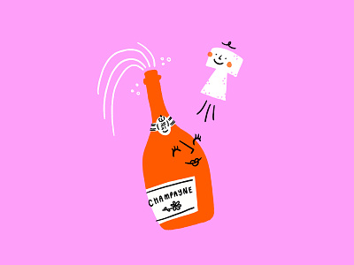 Poppin' Champagne 🍾👶🏼🍼 announcement baby bottle celebration champagne cork design doodle funny illo illustration lol pop procreate sketch