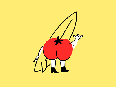 Some loose and low hangin' fruit 🍅🤙🏄 design doodle fruit funny hang loose illo illustration lol sketch surfer tomato