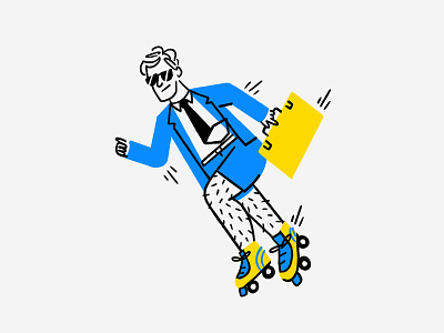 Business casual 😎👔🛼💨 business man design doodle funny illo illustration lol meme roller blades roller skates shorts sketch