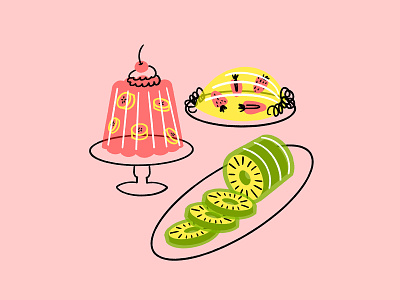 Jello Molds 🍍🍑🍌🍓🤷🏼‍♀️ design doodle fruit funny illo illustration jello jelly lol mold sketch