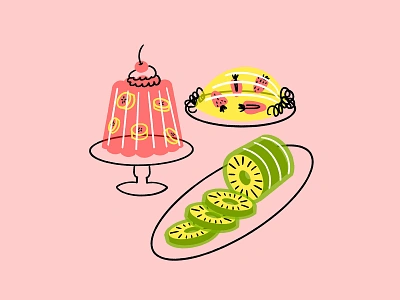 Jello Molds 🍍🍑🍌🍓🤷🏼‍♀️ design doodle fruit funny illo illustration jello jelly lol mold sketch