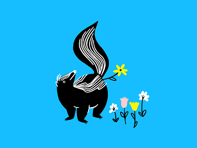 Stop & smell the flowers 🌸🌼🦨🌼🌸😘 butt design doodle flowers funny illo illustration lol sketch skunk stink