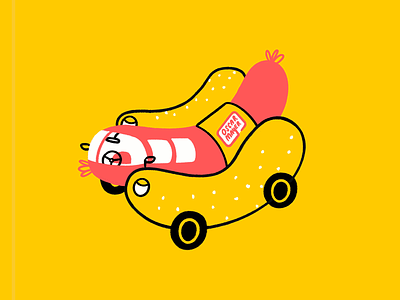 The wienermobile is hell on buns 🌭🚗🔥 car design doodle funny hot dog illo illustration lol novelty oscar meyer sketch weenie wiener wienermobile