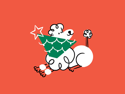 Feelin’ ✨F E S T I V E ✨ christmas cone of shame design dog doodle funny illo illustration lol poodle sketch