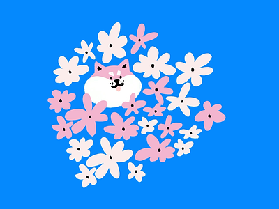 Spring Shiba 🌸🐕🌸 design dog doodle flowers illo illustration shiba sketch spring