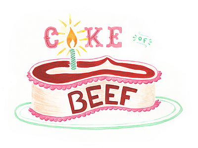 Beefcake 🍖🍰 beefcake cake doodle gouache handletter illo illustration lettering