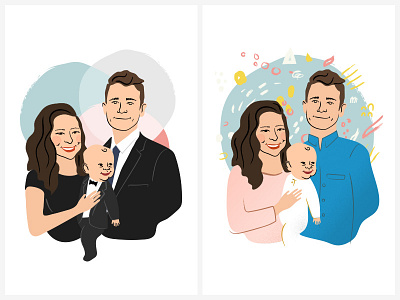 Baby tux! 🎩👶🏻 Family portrait baby baby tux design family family portrait illo illustration parents portrait