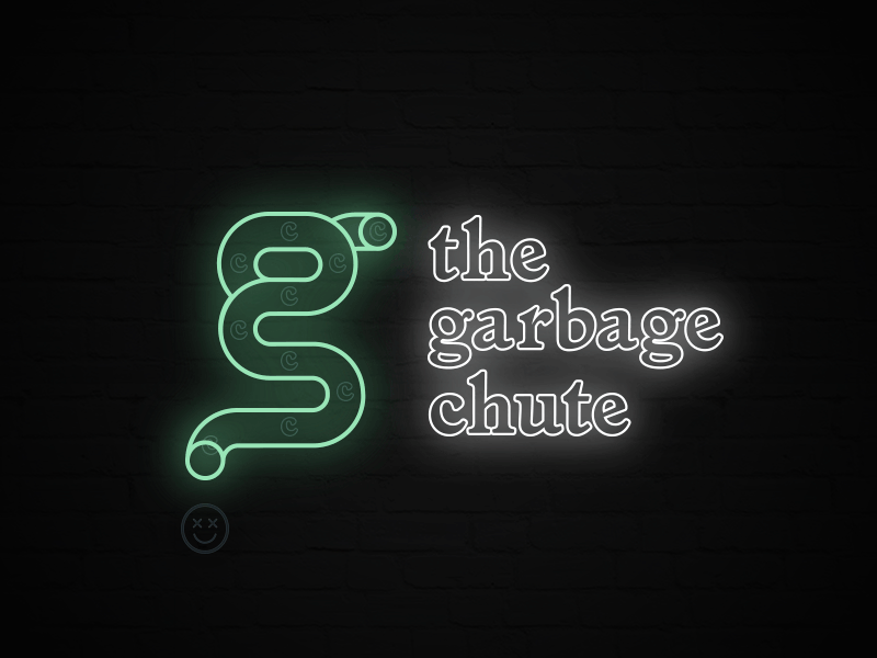 the garbage chute 🍻☠️🍻 animated design dive bar funny garbage logo lol neon trash