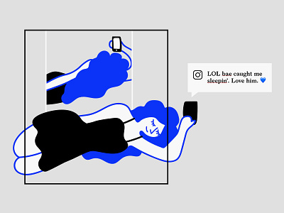 LOL bae caught me sleepin'. Love him. 💙 design funny illo illustration instagram lol meme mirror post woman