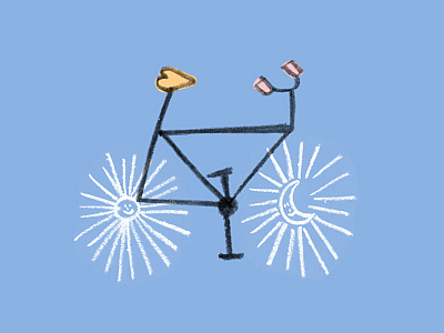 All Day & Night I Dream About Biking bicycle bike design doodle illo illustration moon sketch sun