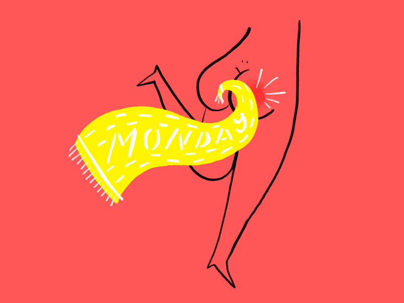 M O N D A Y ⚡️M O O D butt design doodle funny illo illustration lol sketch snap spank spanking towel