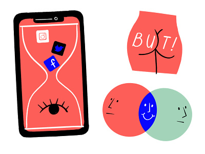 Some ASSets butt design doodle face hourglass illustration ipad lol phone procreate screen time sketch social media venn diagram