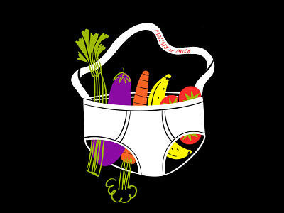 Gotta get my 5-a-day 😎🥦🥕🍌🍅🤙 banana bananas carrot celery design doodle eggplant fruit fruit of the loom illo illustration lol meme purse sketch underwear