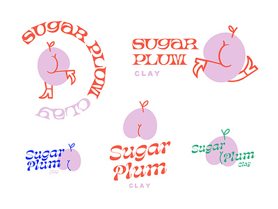 Logo Exploration 🍑 branding butts design exploration fruit funny illustration logo logo design lol playful plums retro type vector
