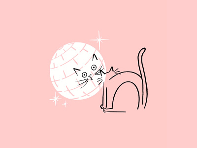 morning disco! 🕺🏻💿🐈 ball cat design disco doodle funny illo illustration ipad lol process procreate reflection sketch sparkle