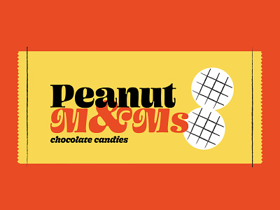 Peanut M&Ms 🥜 branding branding design candy chocolate illo illustration label packaging peanut retro typography wrapper