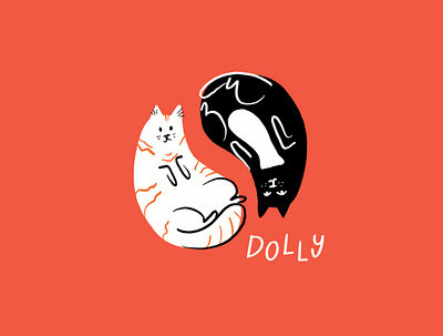 Dolly cat cats design doodle funny illo illustration lol procreate sketch ying yang