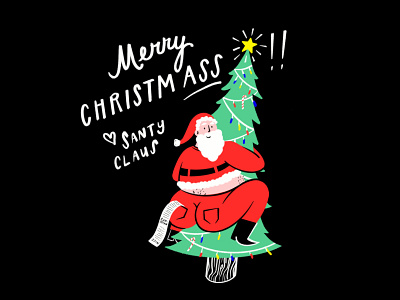 Put the ASS Back in ChrtistmASS 🍑💨 butt christmas design doodle funny illo illustration ipad lol procreate santa sketch
