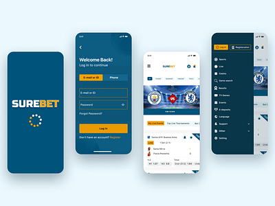 SUREBET Application app design bettingapp design mobile app design mobile application onboarding sign in sign in ui ui ux