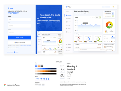 Nizer | Project Management Dashboard/Sign Up Page dailyui dashboard design figma graphic design inspiration interface landingpage portfolio product design project management sign in ui ui ui design uiux user experience ux uxdesign website website design