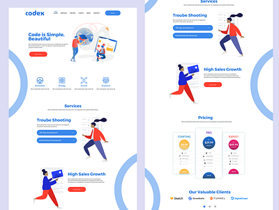 Codex- Trouble Shooting Landing Page landing page ui vector