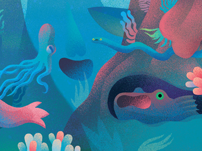 Deep sea creatures illustration magazine sea