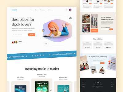 Bookly - Book Online Store Landing Page app design book shop book store books classy ebook education interface landing page library minimal modern ui online book online book store online store reading ui ux webflow website website design