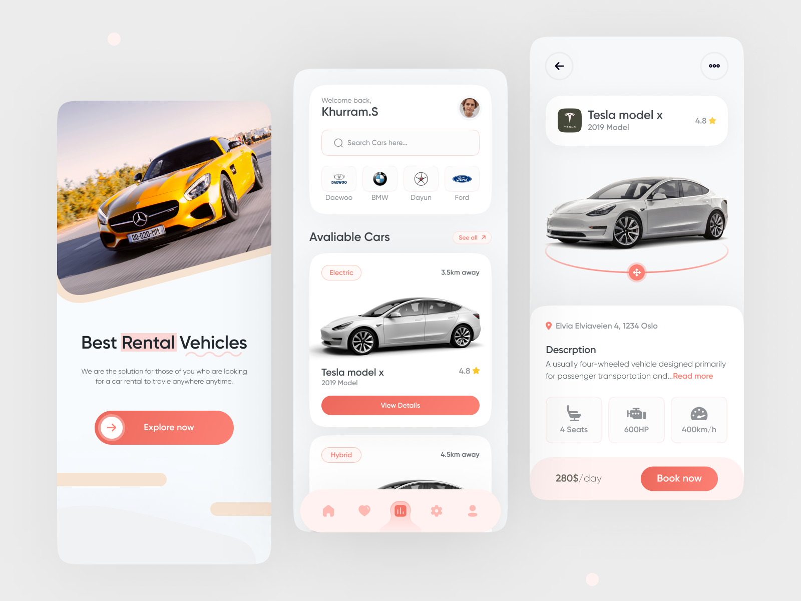 Car Rental App Concept by Khuram for The Small Square on Dribbble