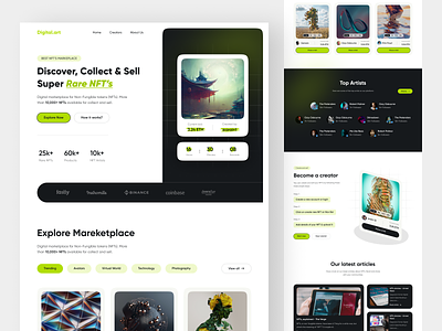 NFT Marketplace Website Design 2023 website design animation best web design branding design digital art nft header hero section illustration landing page design logo minimal design new website nft nft marketplace ui ux web website design website ui