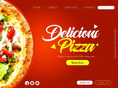 Pizza Web Page Design design flat graphicdesign minimal photoshop ui ux web page website