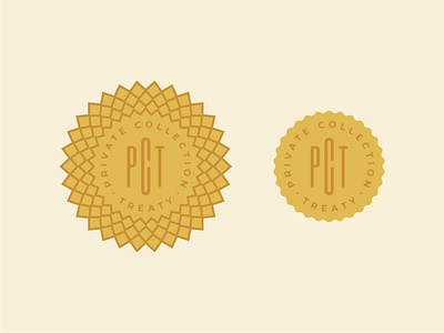 Private Collection Treaty stickies badge debossed gold invitation monogram repeating pattern shine stickers typography